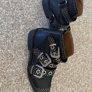 Zara Black Ankle Boots with Silver Accents